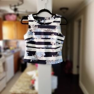 INC sleeveless striped flower pattern top